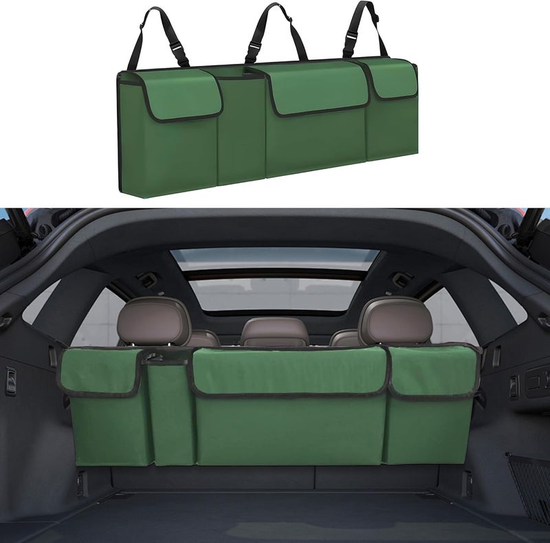Tioollev Car Trunk Organizer, Backseat Hanging Large Storage with Adjustable Straps,Waterproof PVC Collapsible Cargo Bag, Car Interior Accessories for Auto SUV MPV (Green) - Image 1